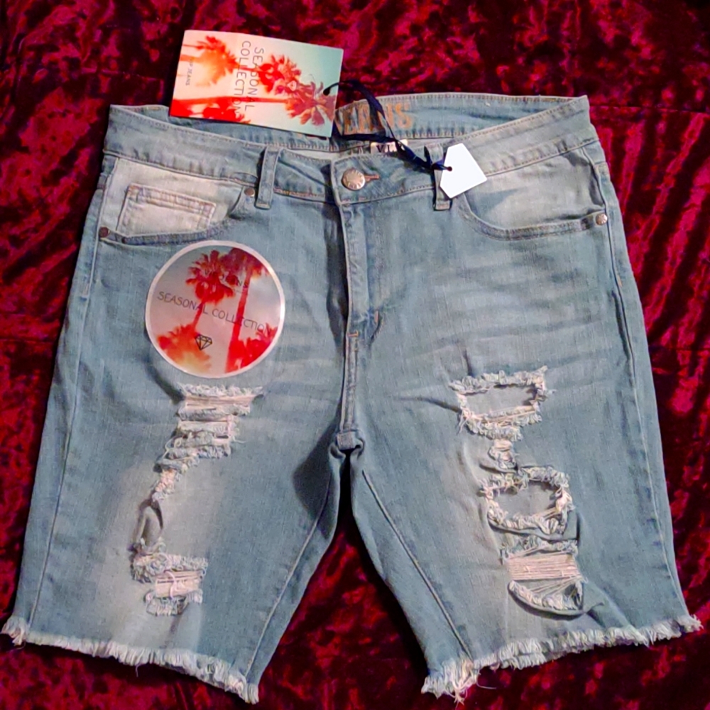 Blue Jean Biker Shorts